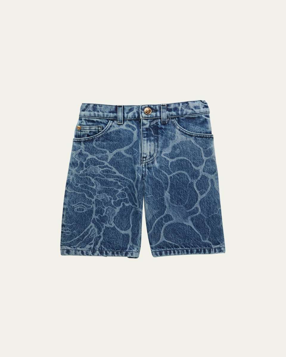Boy's Water Effect Denim Shorts, Size 4-6